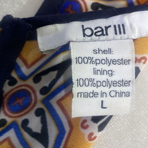 Bar III Women’s Tank Dress Faux Wrap Geo Print Blue Orange Size Large - Picture 7 of 7